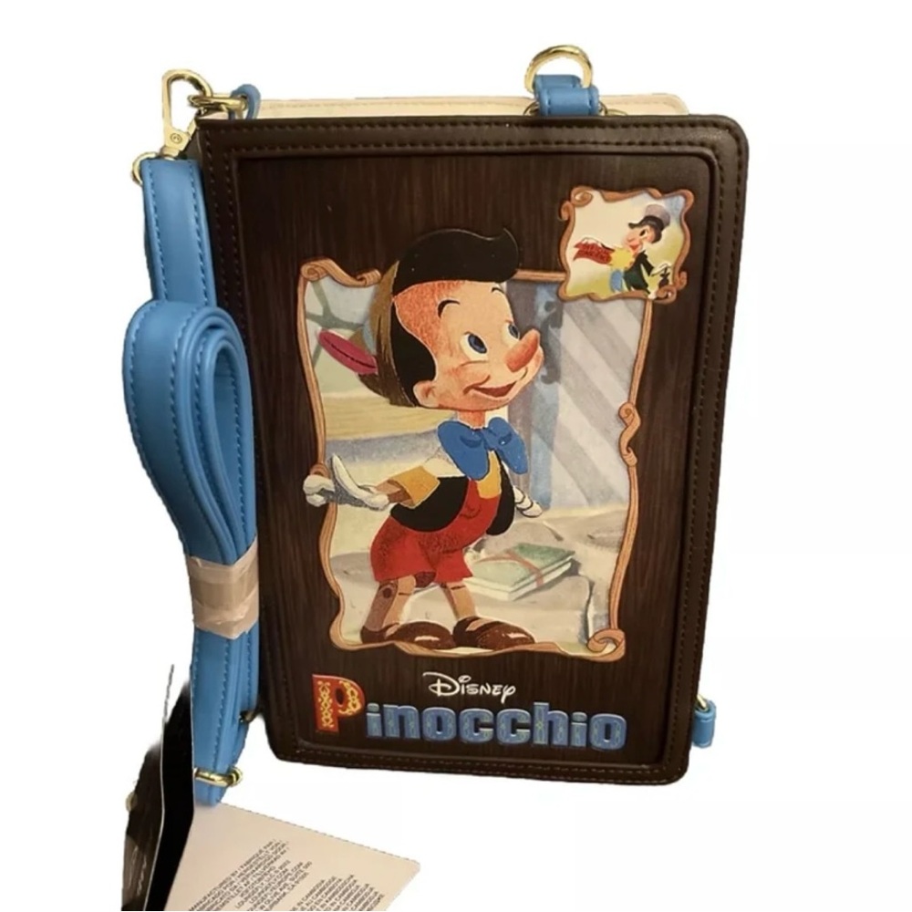 Loungefly NWT Pinocchio Storybook Convertible Backpack & Crossbody Bag